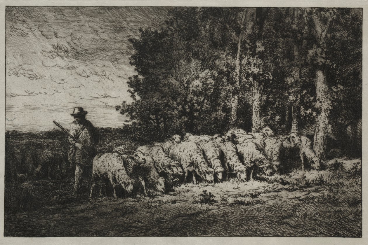 Ormanın Kenarında Bir Sürü by Charles Emile Jacque