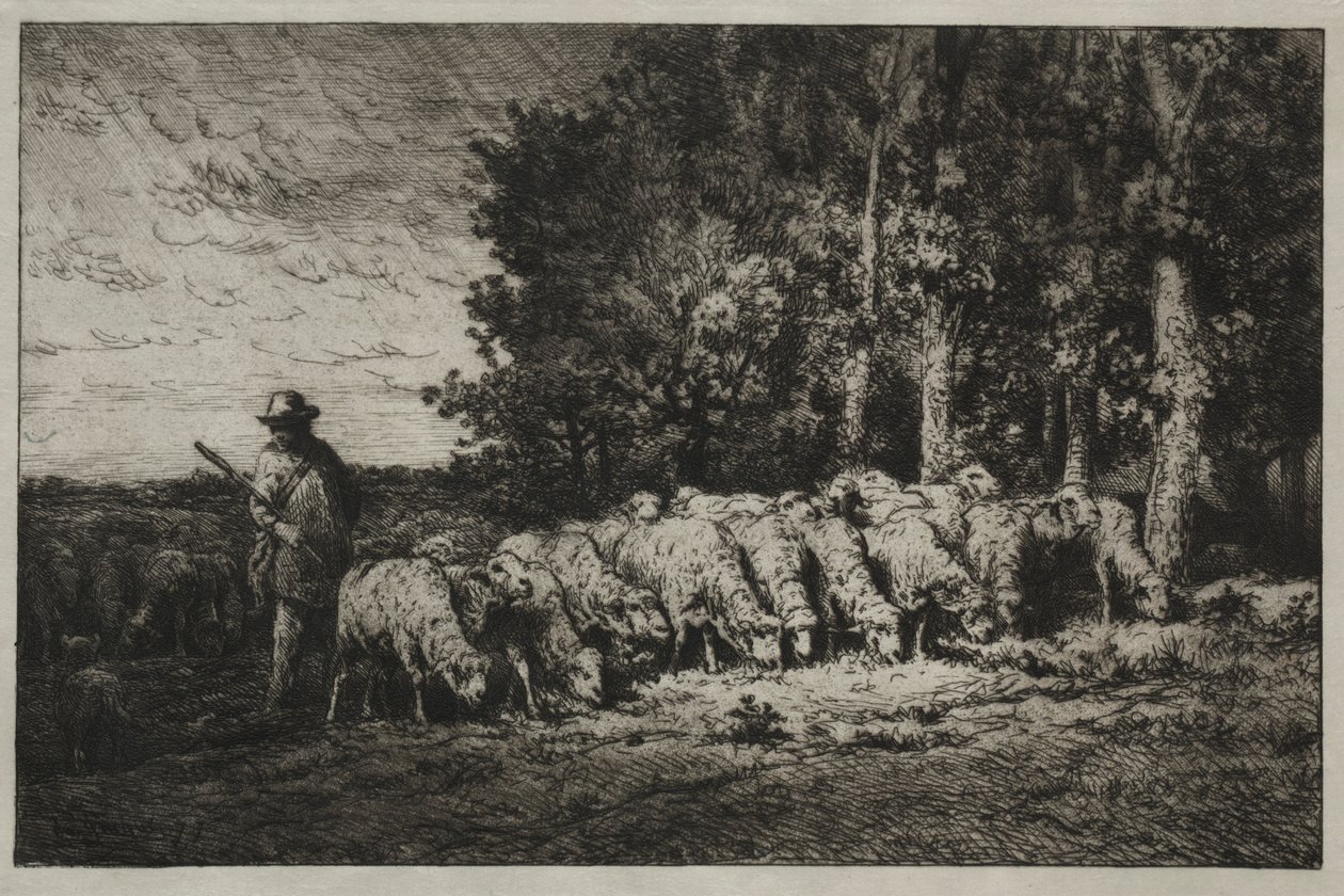 Ormanın Kıyısında Bir Sürü, 1880. by Charles Emile Jacque