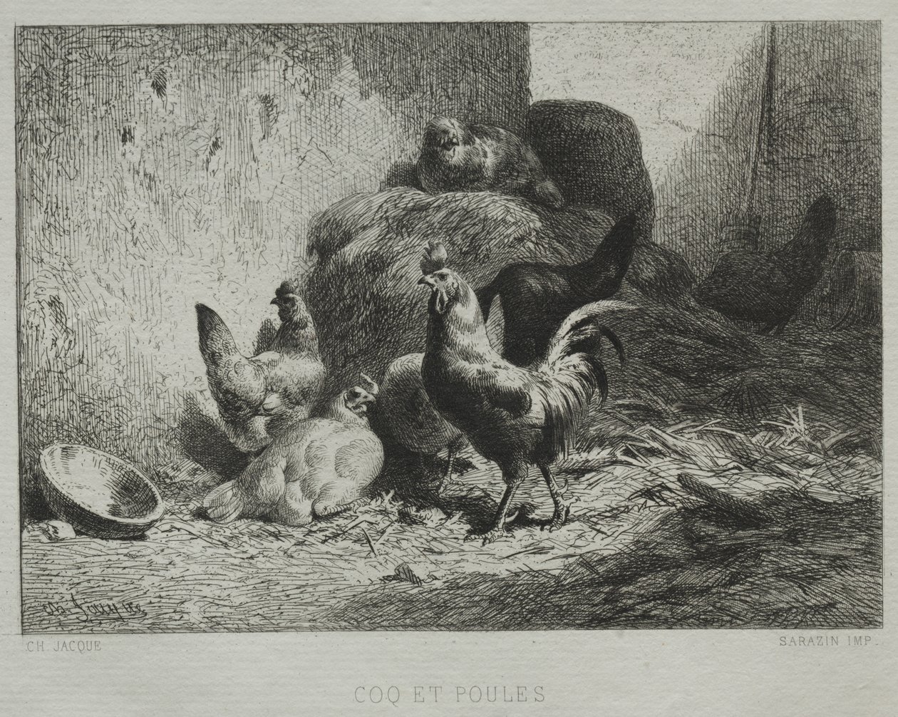 horoz ve tavuklar by Charles Emile Jacque