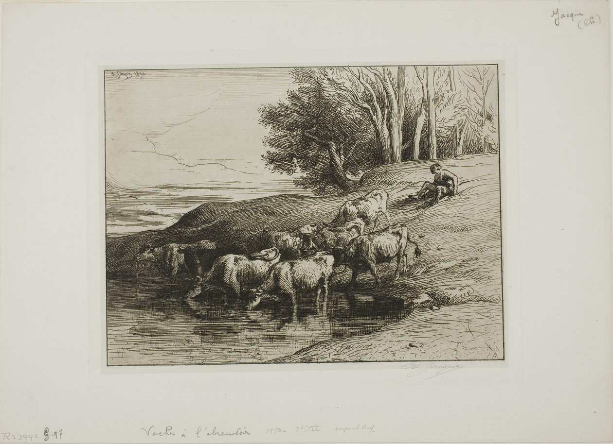 Sulama Yerindeki İnekler by Charles Emile Jacque