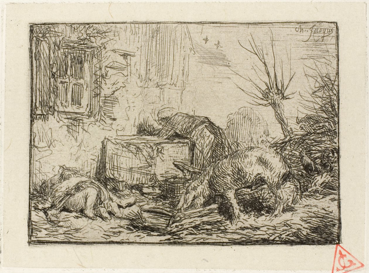 Çiftlik Avlusu by Charles Emile Jacque