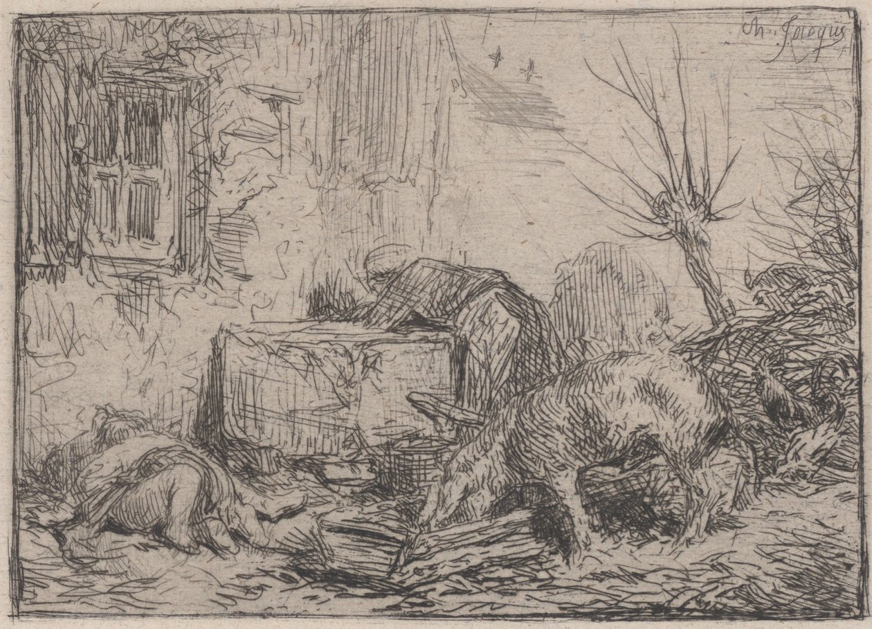 Çiftlik, yaklaşık 1845. by Charles Emile Jacque