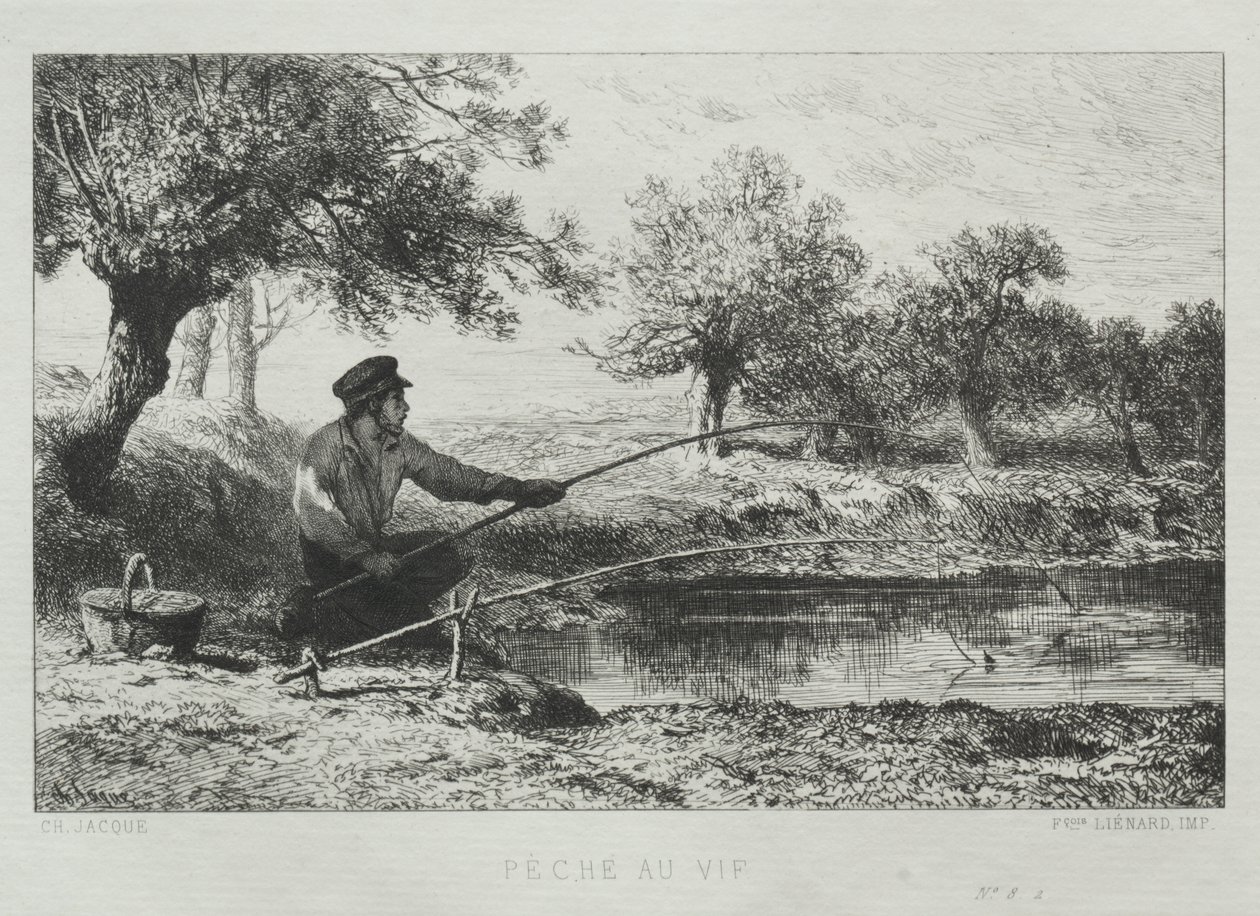 Balık tutma by Charles Emile Jacque