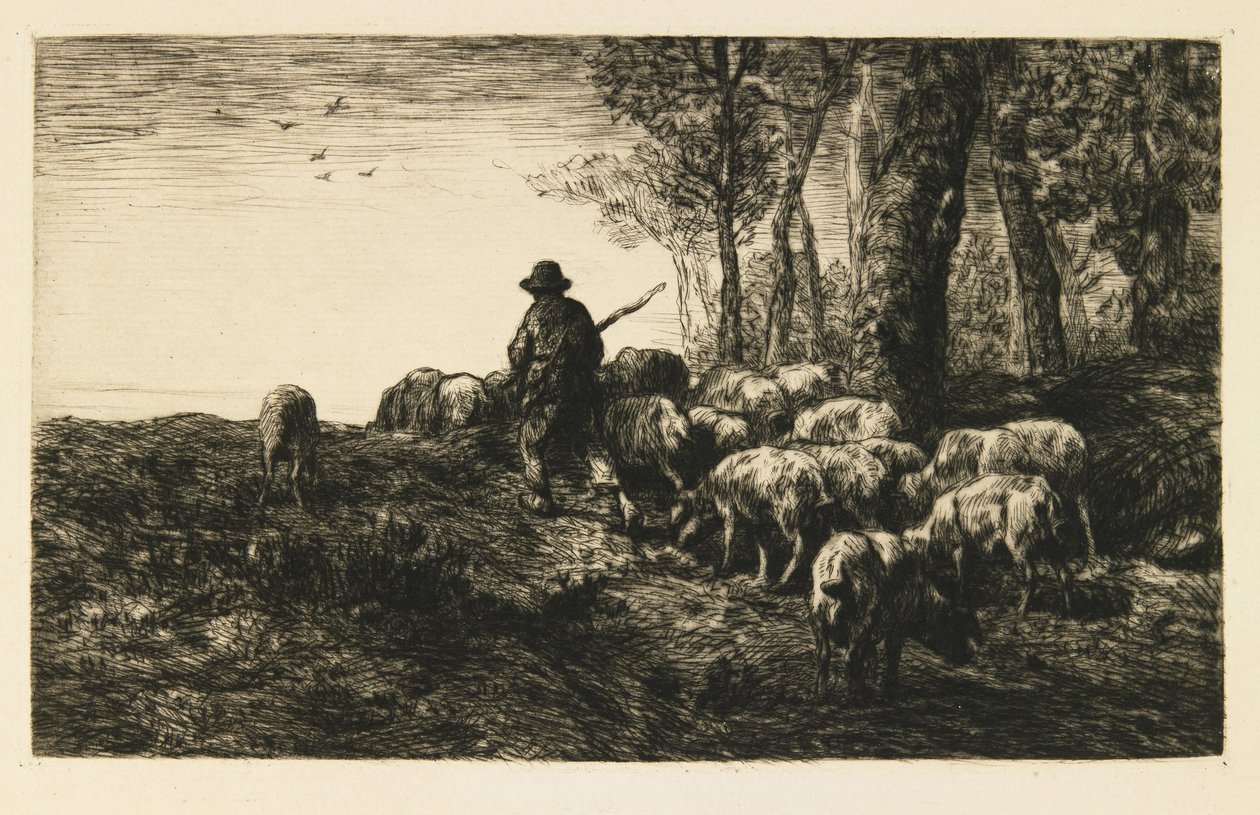 Domuz çobanı ile domuz sürüsü by Charles Emile Jacque