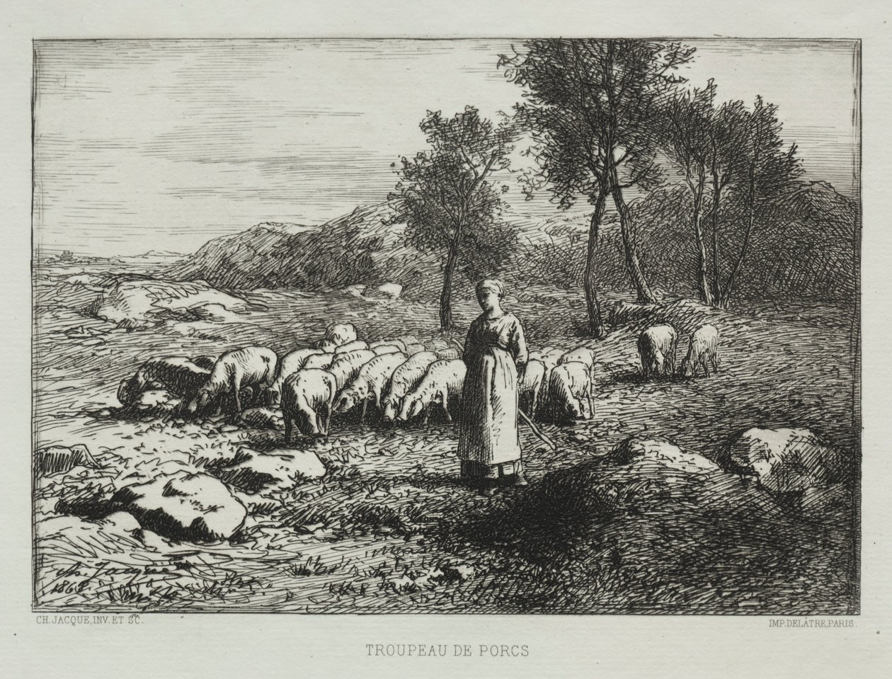 Domuz Sürüsü, 1868. by Charles Emile Jacque
