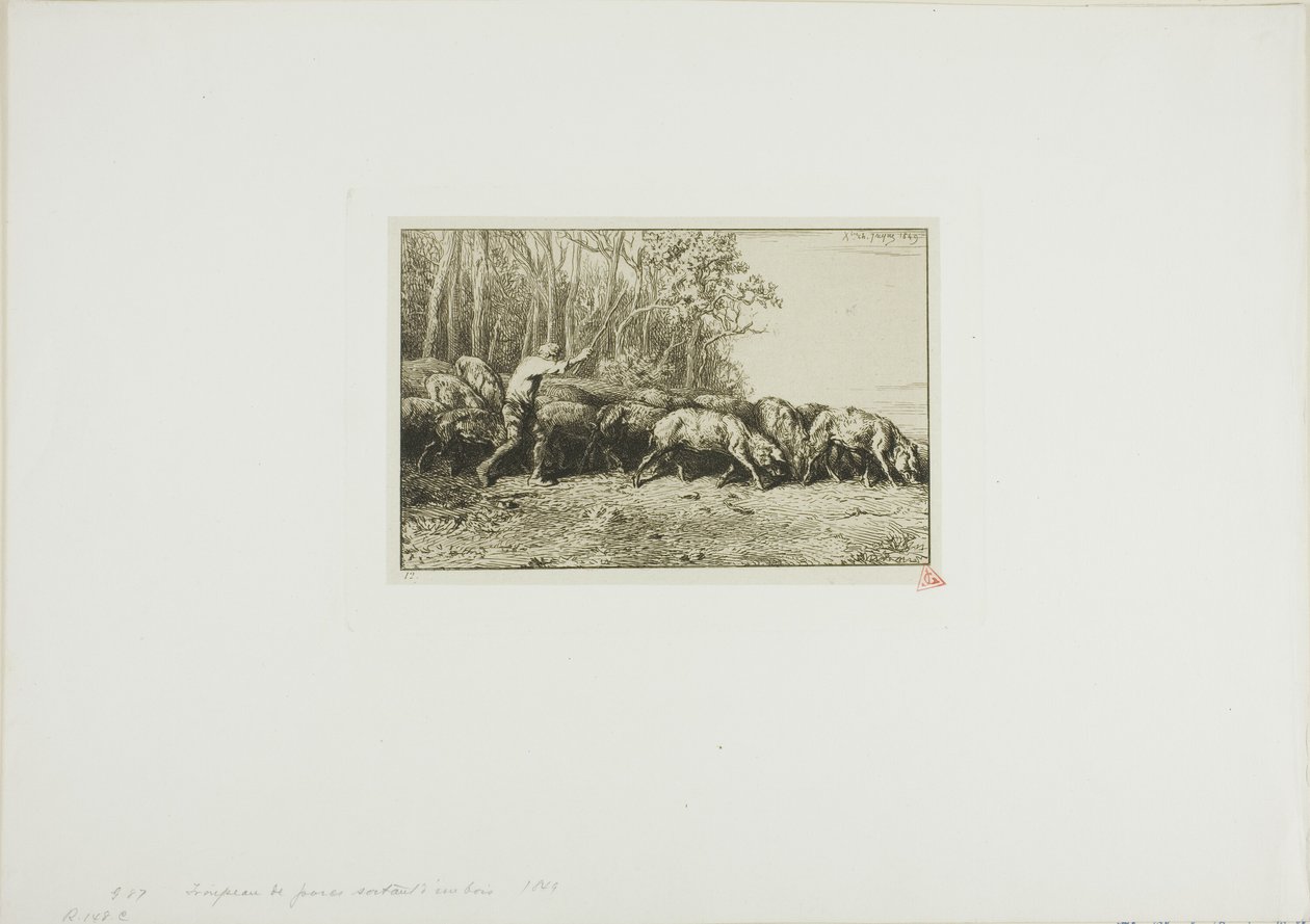 Ağaçtan Çıkan Domuz Sürüsü by Charles Emile Jacque