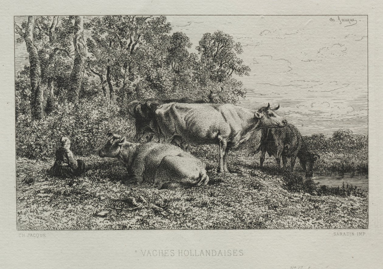 Hollanda İnekleri. by Charles Emile Jacque