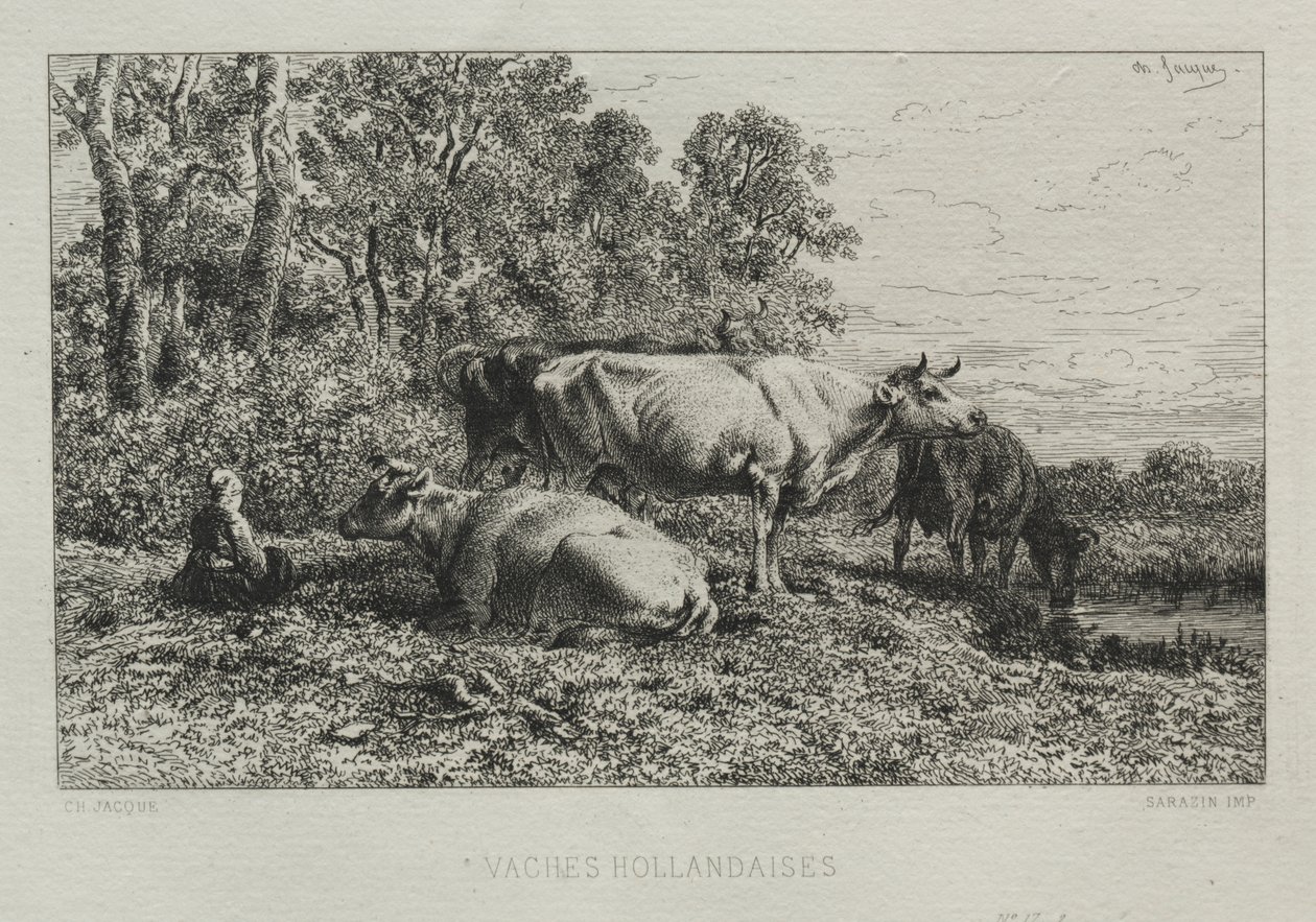 Hollanda İnekleri by Charles Emile Jacque