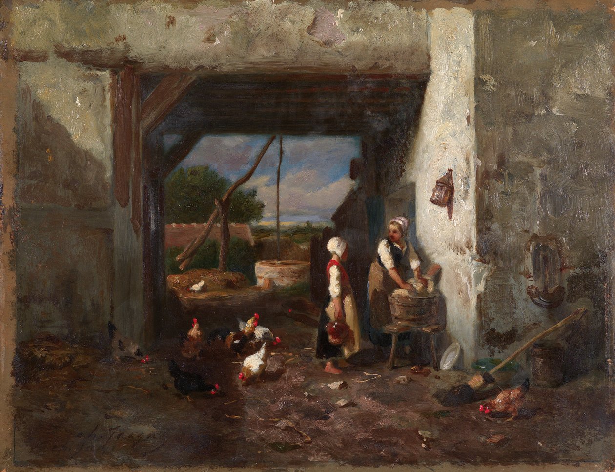 Hühnerhof by Charles Emile Jacque