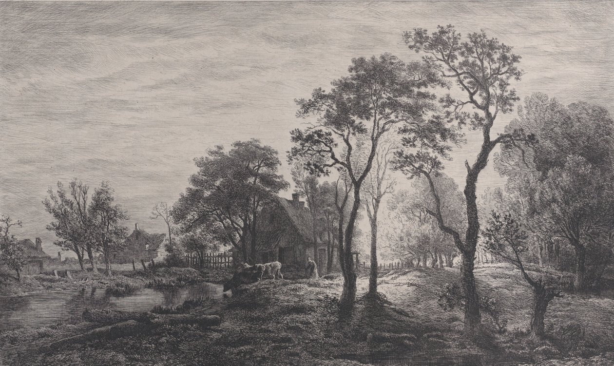 Manzara, Eglon van der Neer tarafından yapılan bir eskizden sonra, 1862. by Charles Emile Jacque