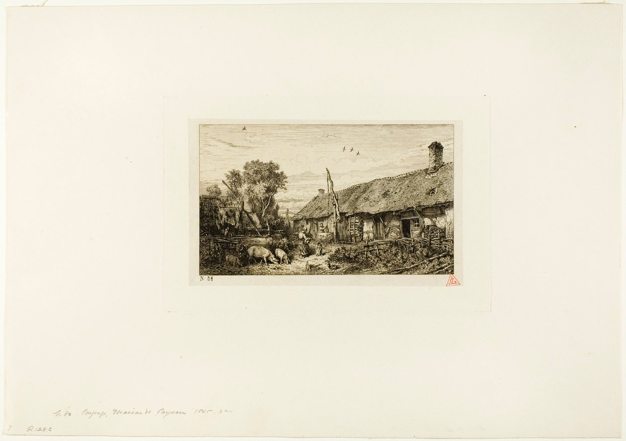 Köylü Evi ile Peyzaj by Charles Emile Jacque