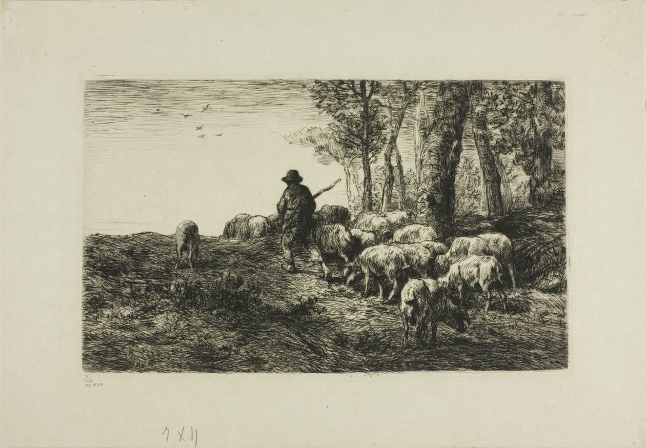 Domuz sürüsü olan adam by Charles Emile Jacque