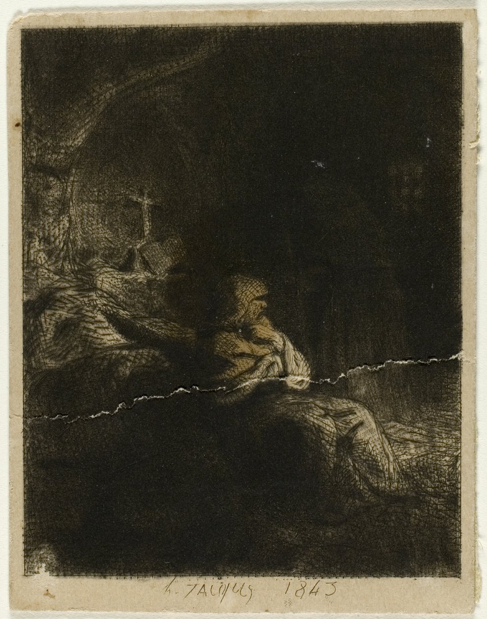keşiş dua ederken by Charles Emile Jacque
