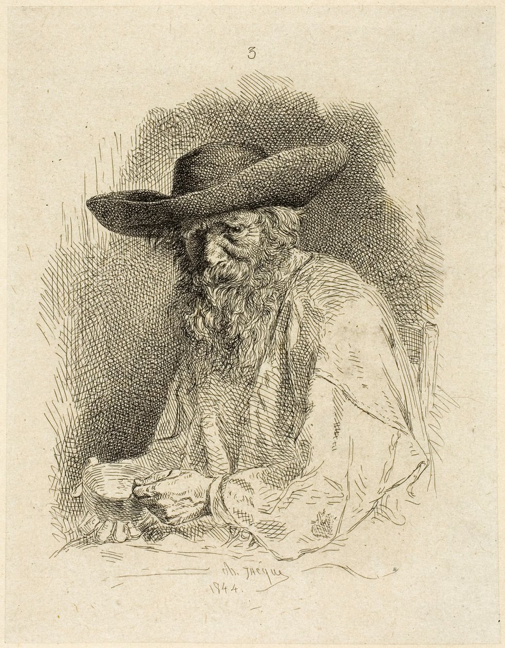 karışıklık teneke ile yaşlı adam by Charles Emile Jacque