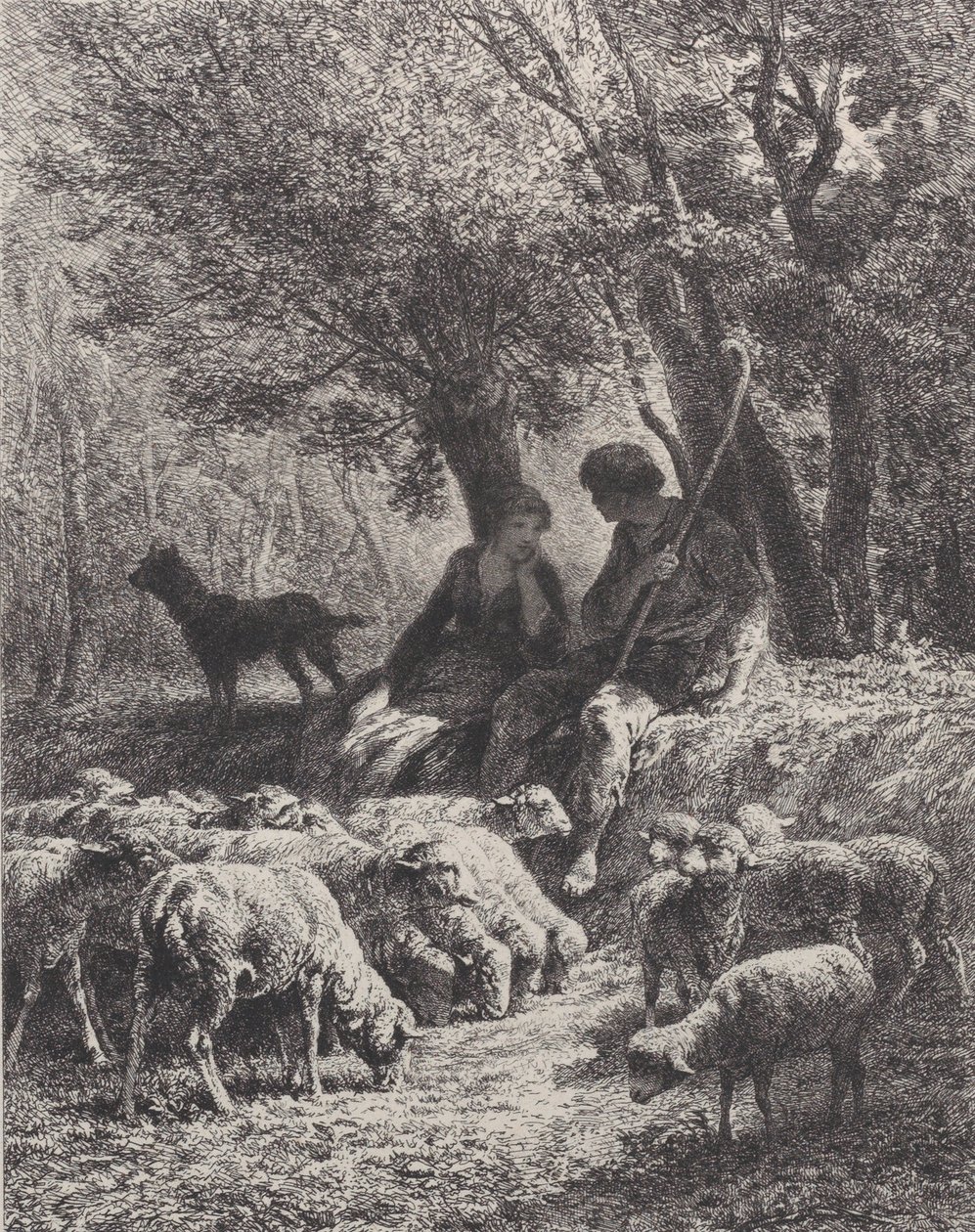 Pastoral Sahne, 1864. by Charles Emile Jacque