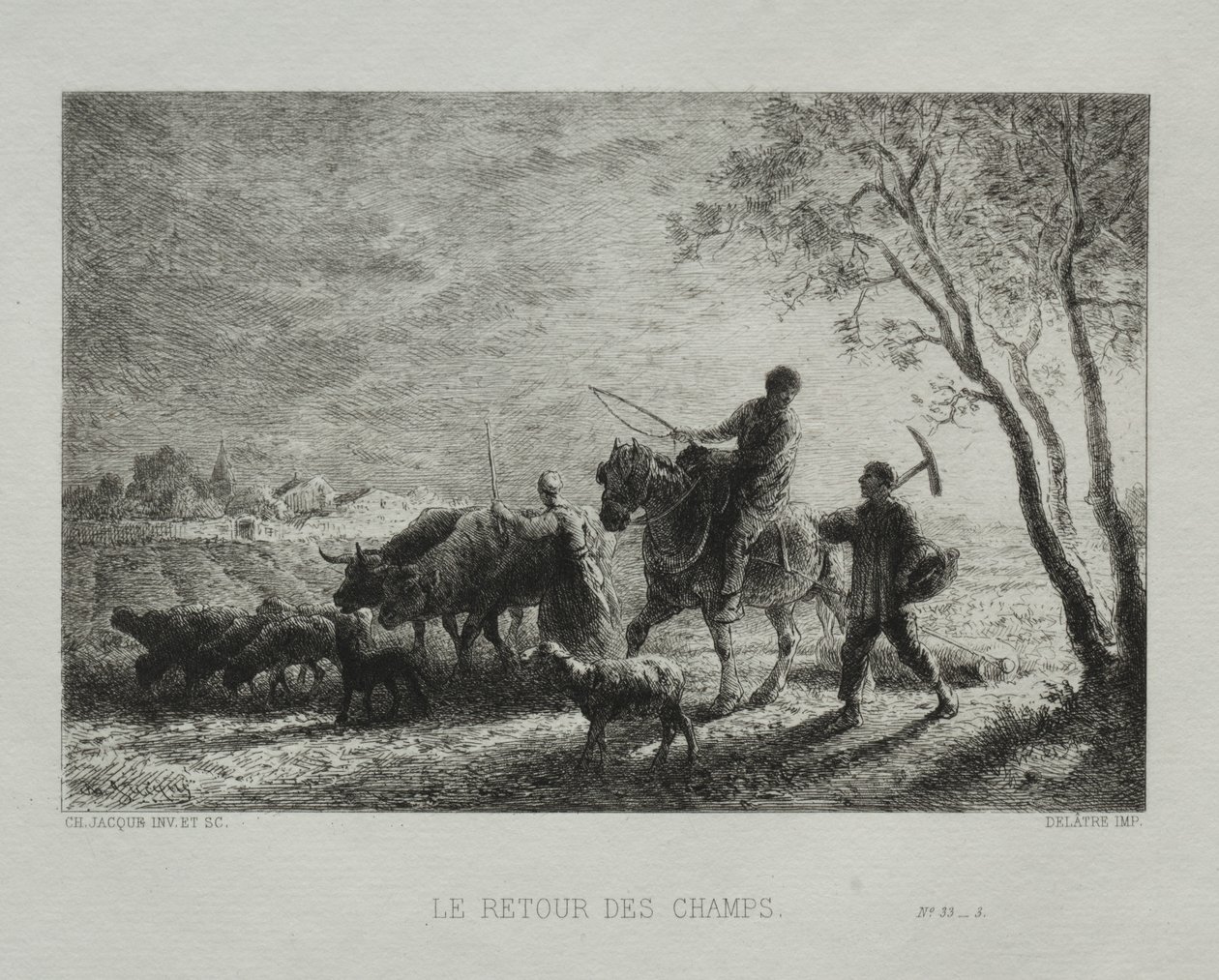 Tarlalardan Dönüş. by Charles Emile Jacque
