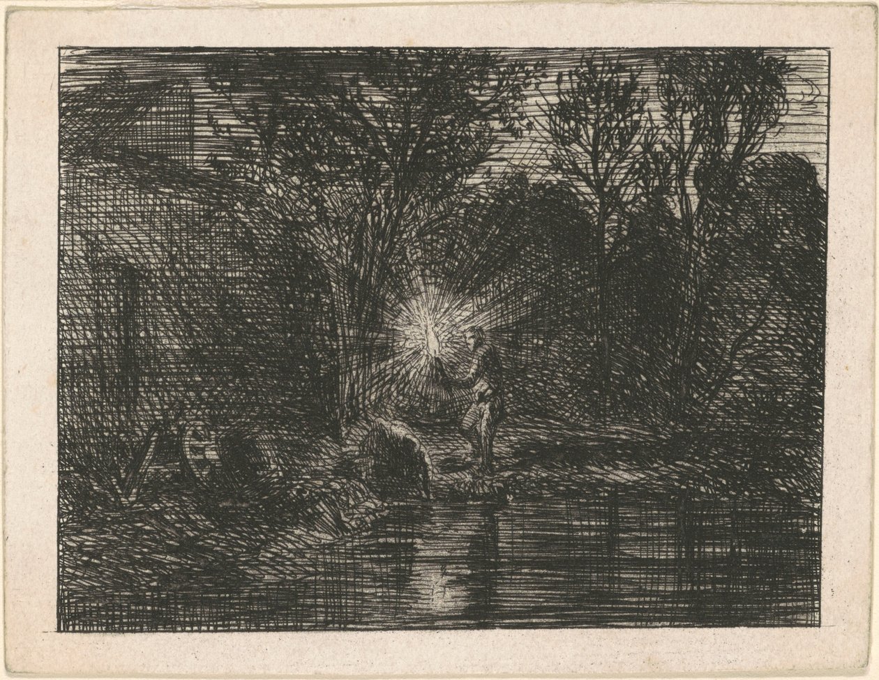 Gece nehir kıyısı by Charles Emile Jacque