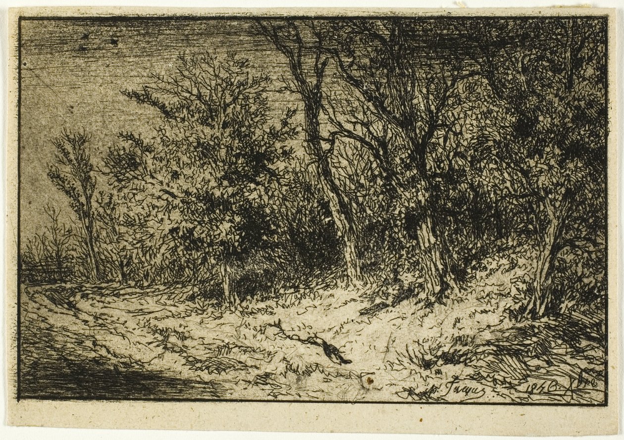 Bir Ormanın Kenarında Yol by Charles Emile Jacque