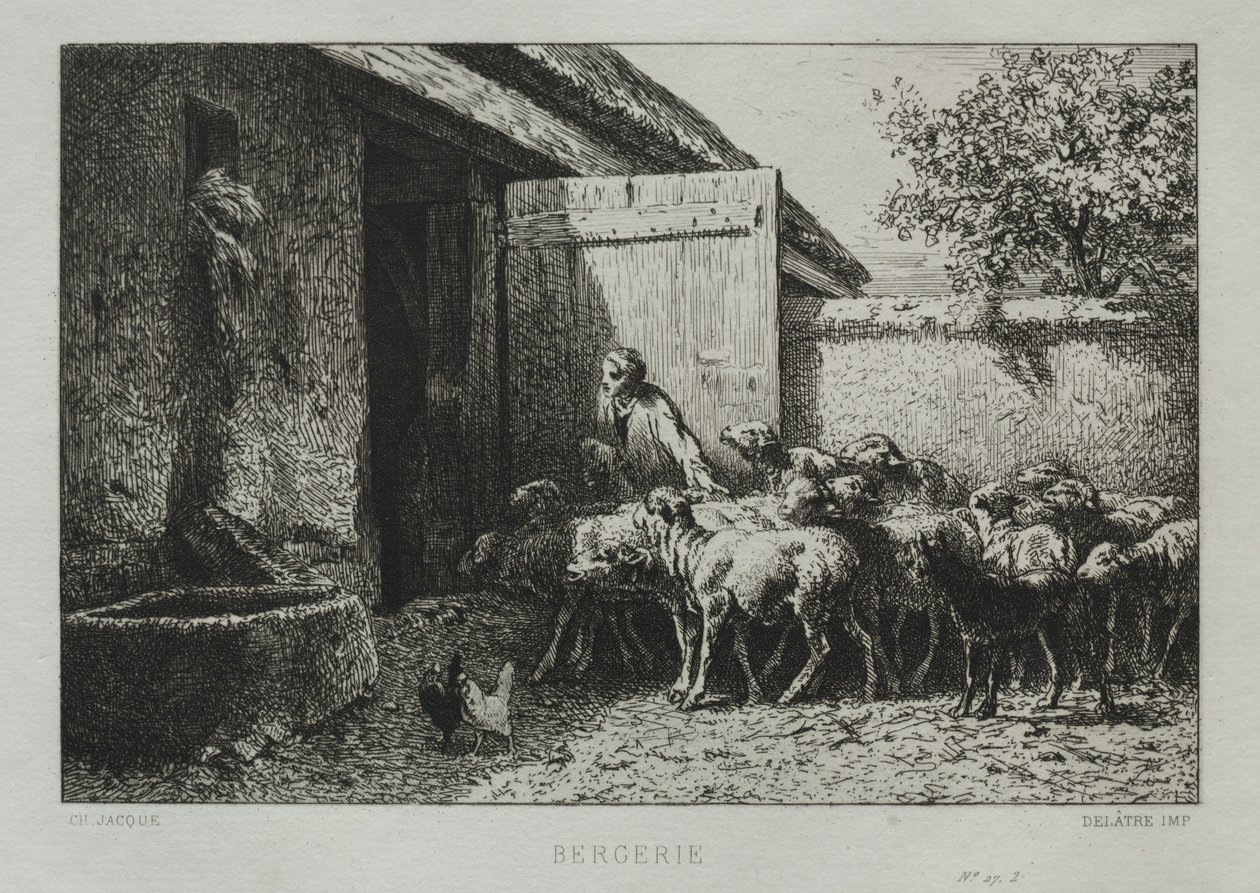 Koyun ağılı. by Charles Emile Jacque