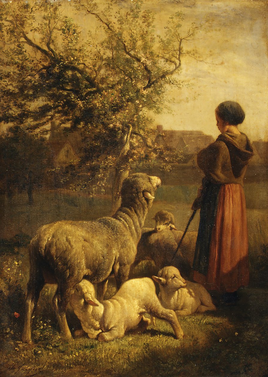 Bahar zamanı. by Charles Emile Jacque