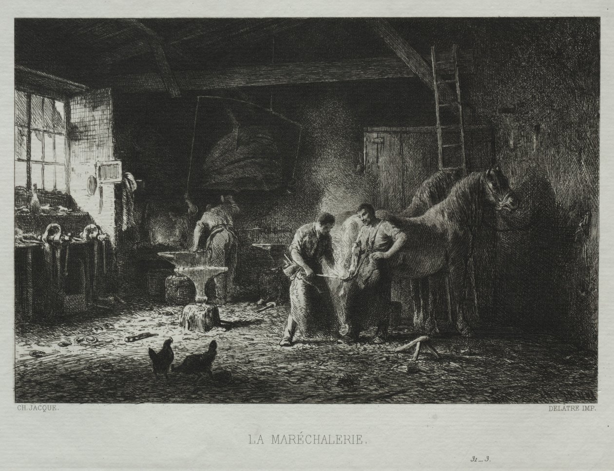 Demirci Dükkanı. by Charles Emile Jacque
