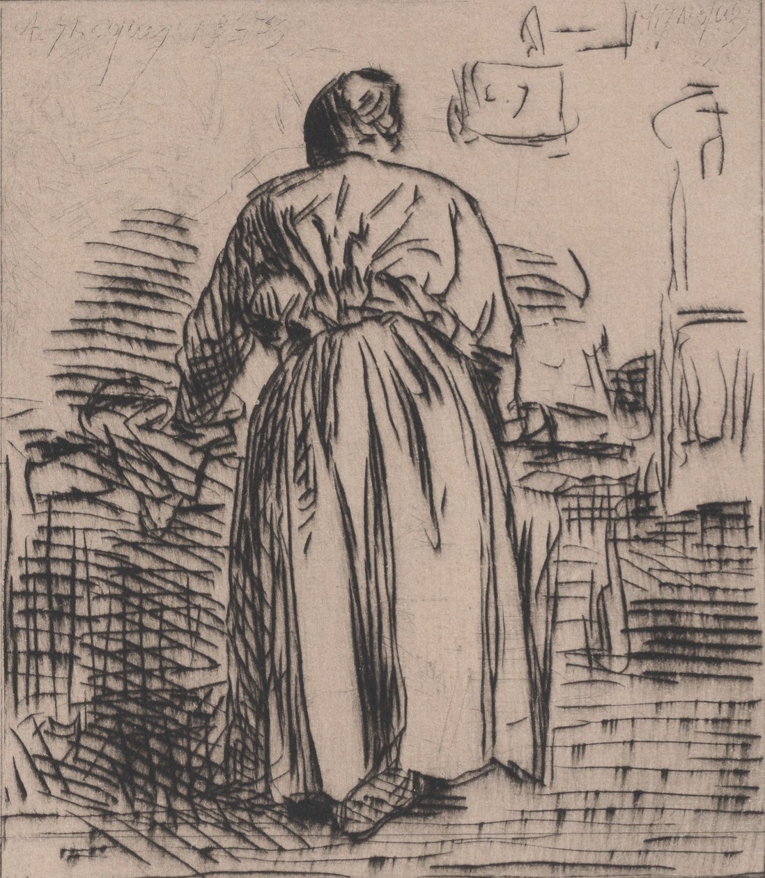 Ütüleyen Kadın, 1843. by Charles Emile Jacque