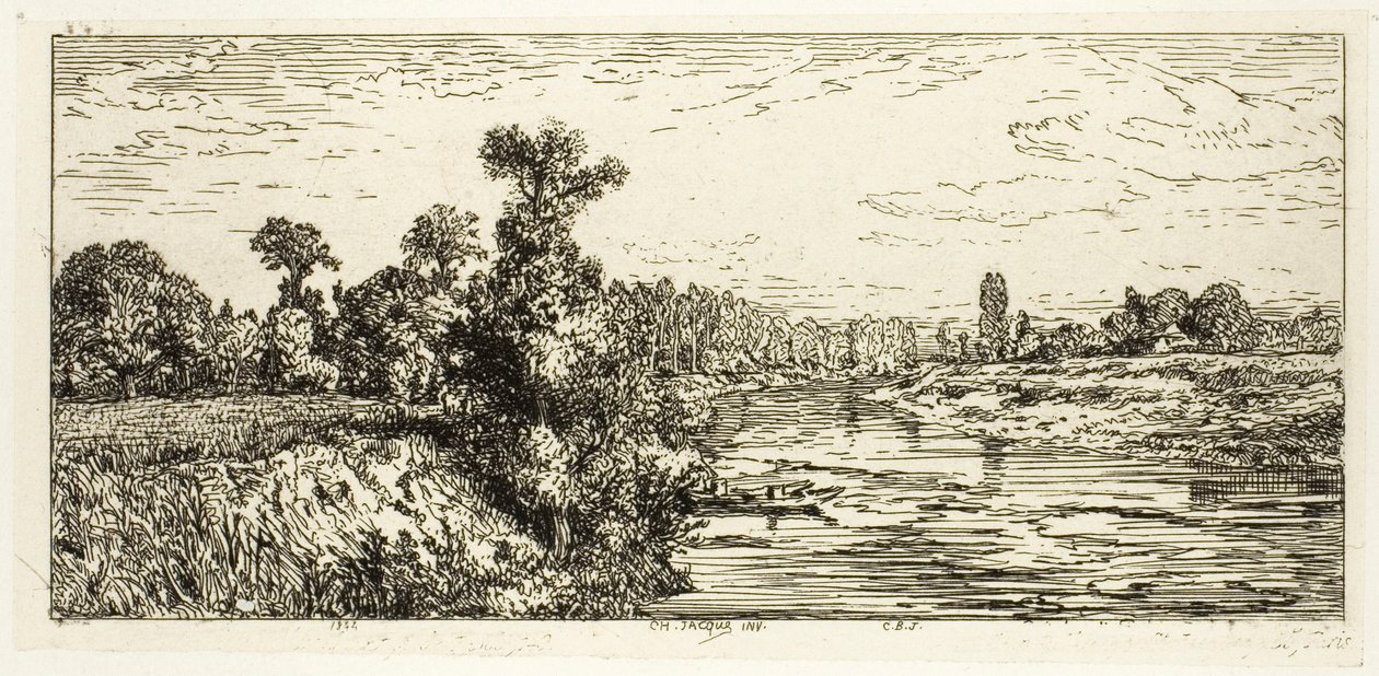 Aligre Adası, İki Tekne ile by Charles Emile Jacque