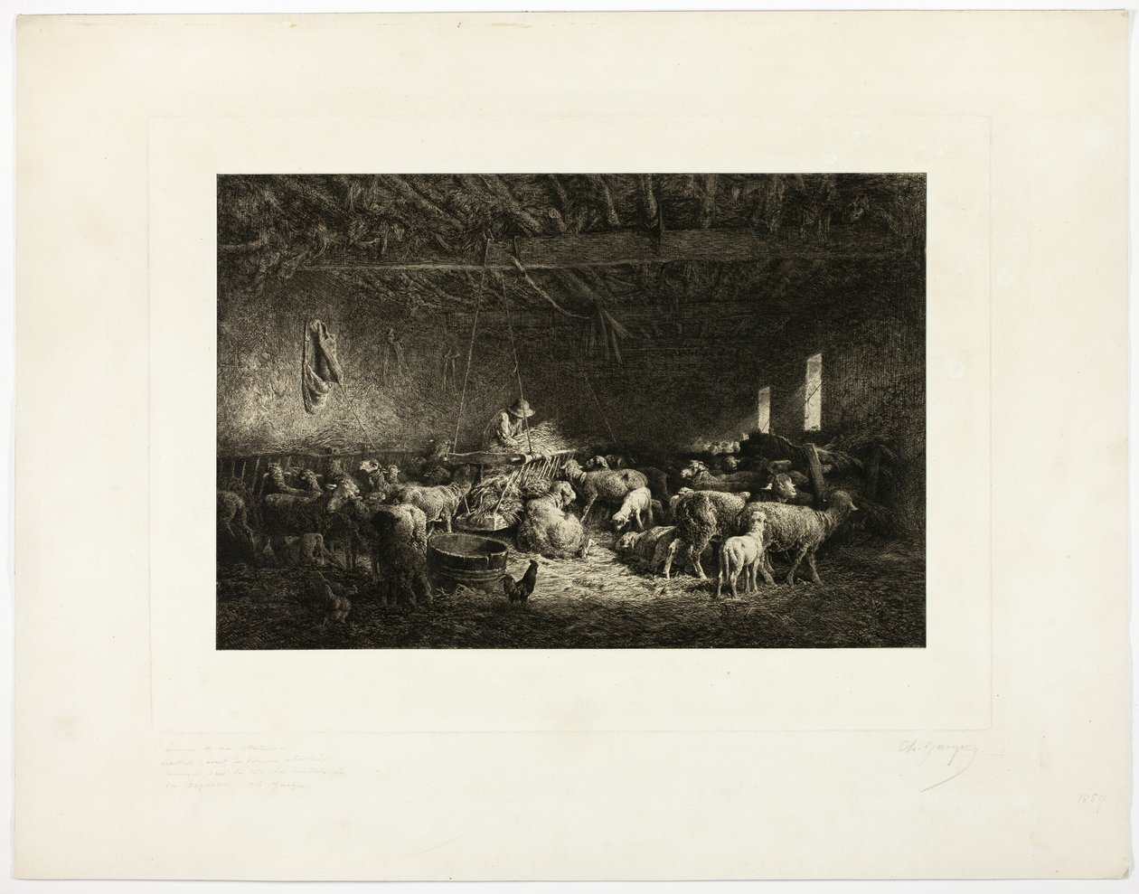 Büyük Sheepcot, yatay plaka by Charles Emile Jacque