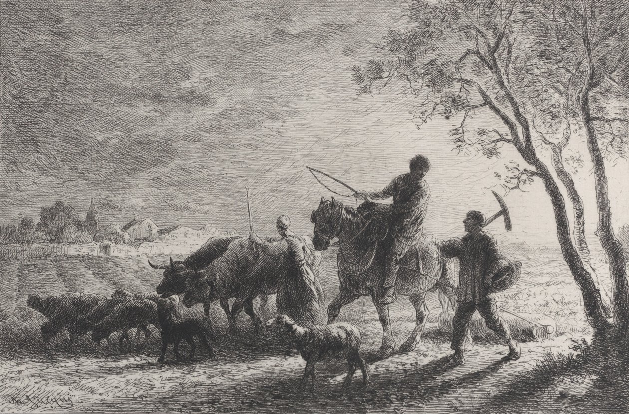 Tarlalardan Dönüş, 1865. by Charles Emile Jacque