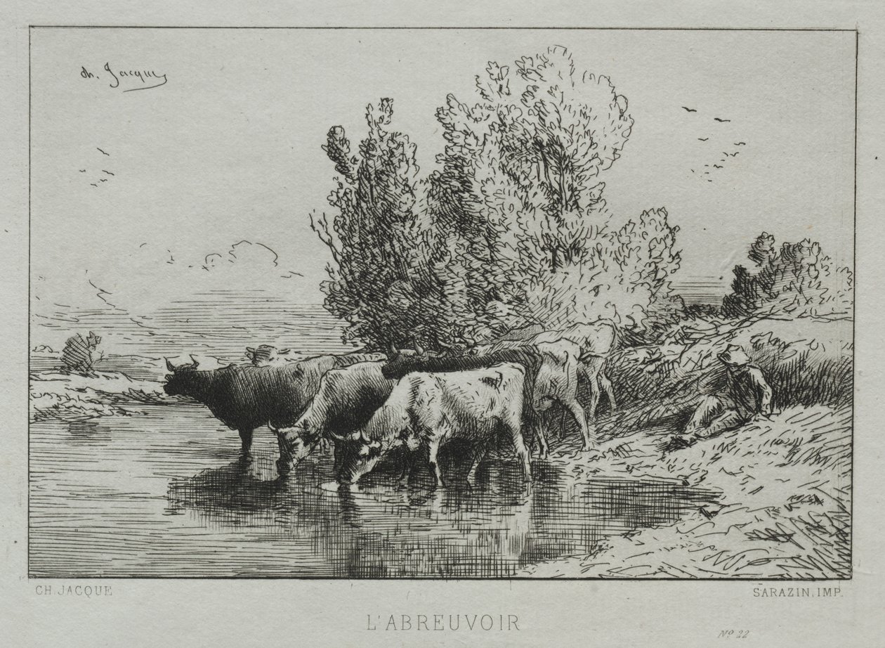 Sulama Yeri. by Charles Emile Jacque