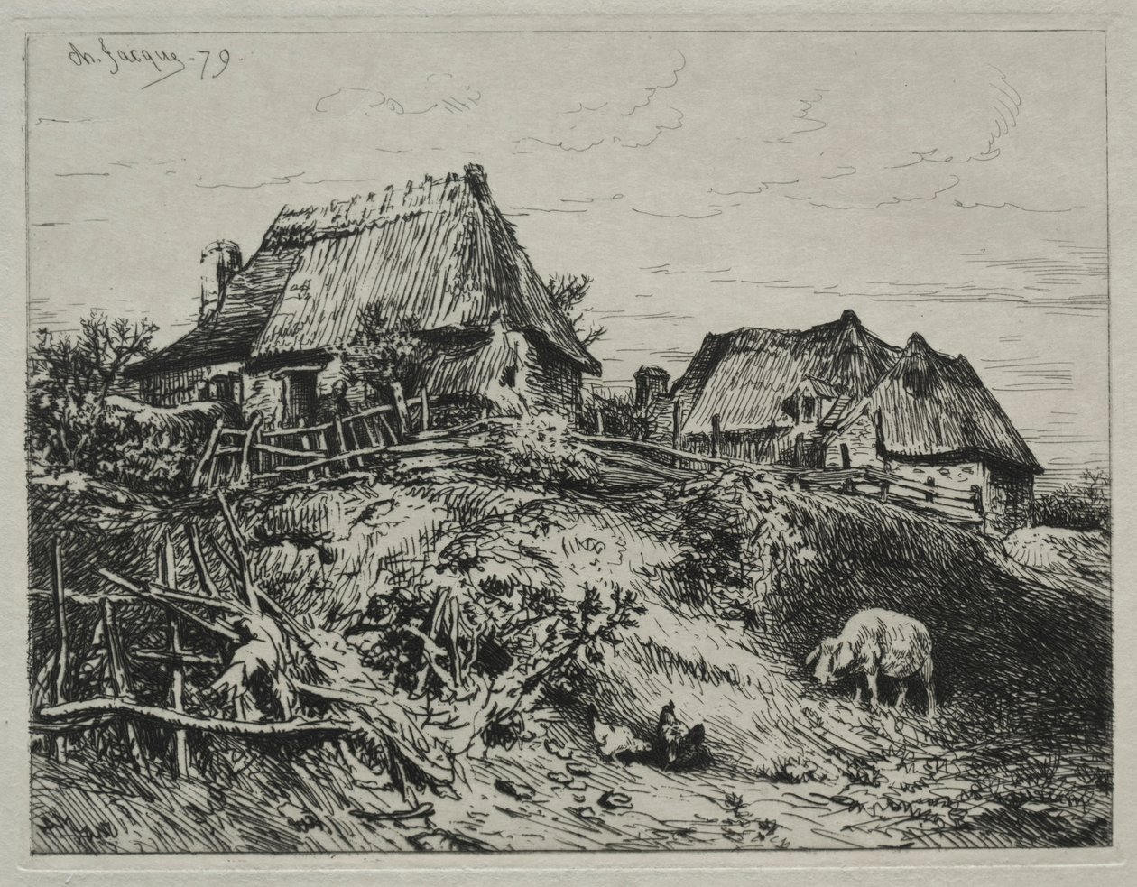 Bir Bankada İki Kulübe, 1879. by Charles Emile Jacque