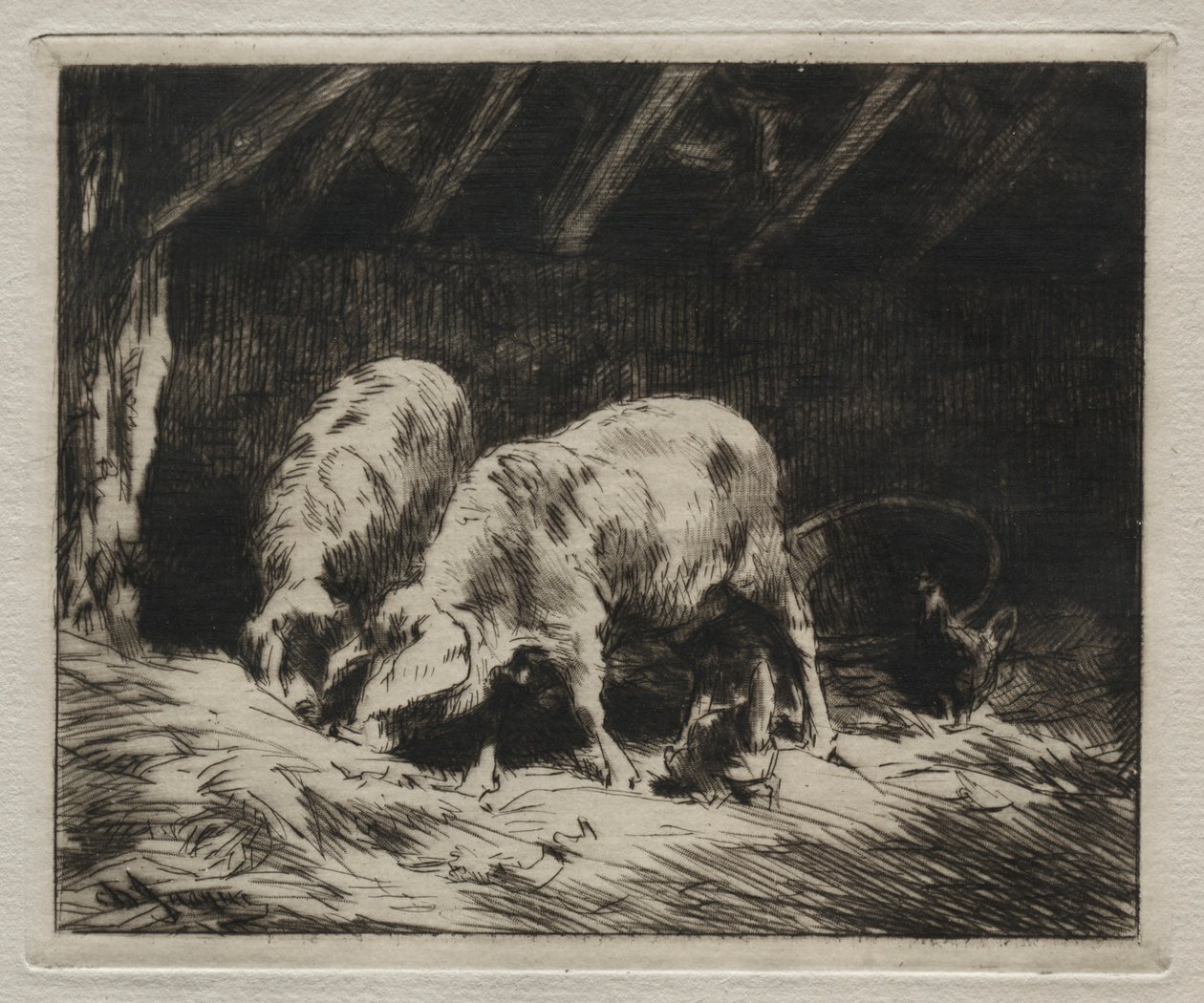 İki Porc. by Charles Emile Jacque