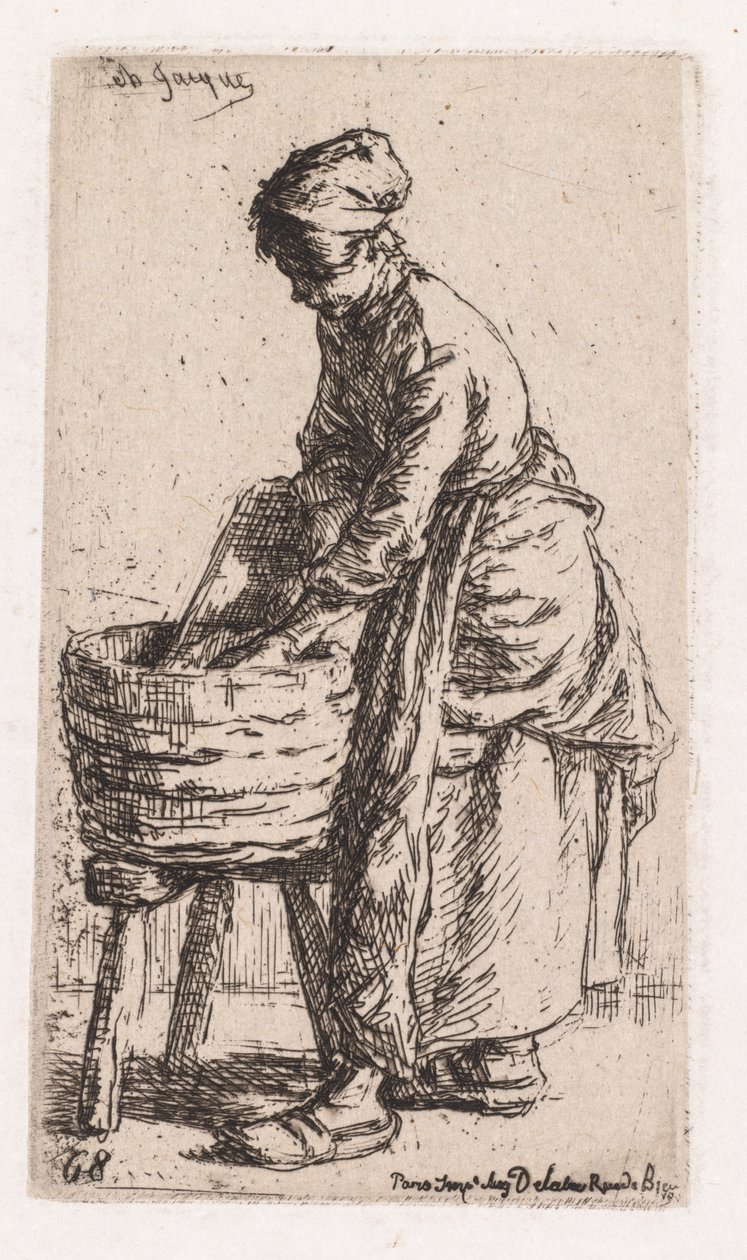 çamaşırcı by Charles Emile Jacque