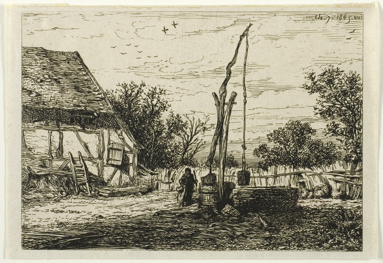 Peki bir Çiftlik Avlusunda by Charles Emile Jacque