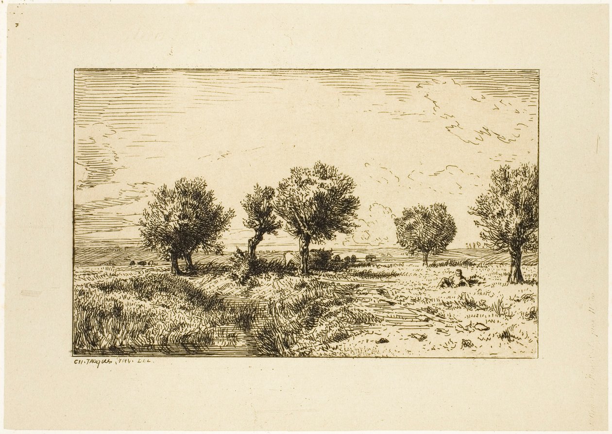 Manzaradaki Söğütler by Charles Emile Jacque