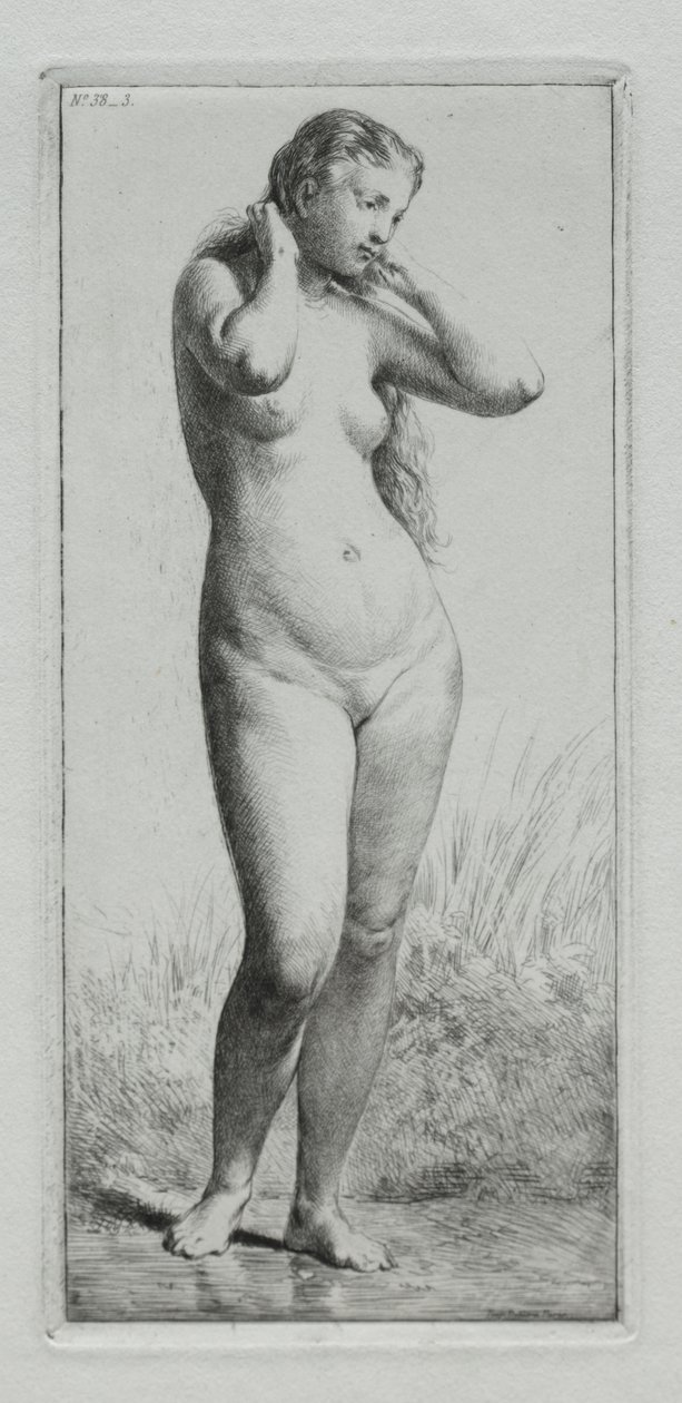 genç kadın, banyo by Charles Emile Jacque