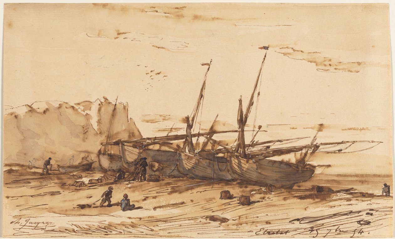 Etretat, 1854. by Charles Emile Jacque