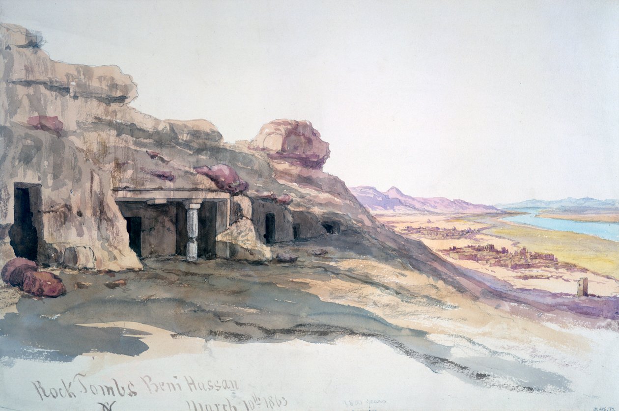 Kaya Mezarları, Beni Hassan, 10 Mart 1863, Mısır, 1863 by Charles Émile de Tournemine