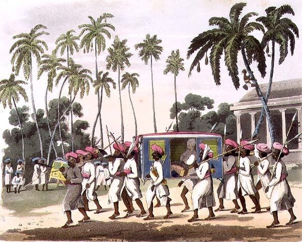 Palankeens, John Wells (fl.1792-1809) tarafından oyulmuş 
