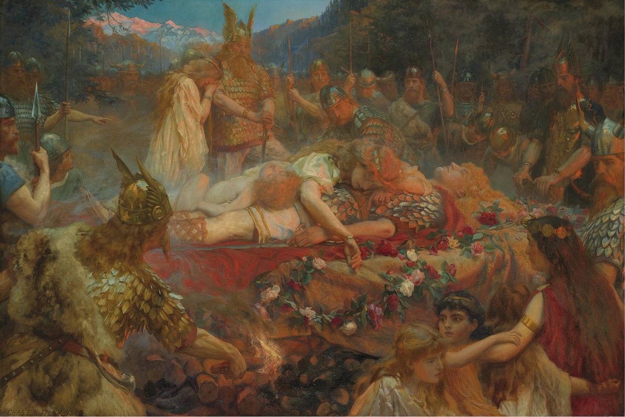 Bir Viking savaşçısının ölümü, 1909 by Charles Ernest Butler