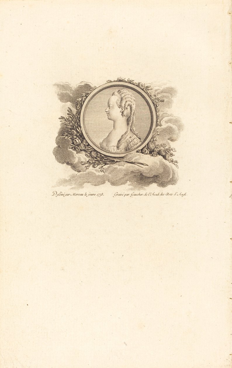 Marie Antoinette by Charles Etienne Gaucher after Jean Michel Moreau