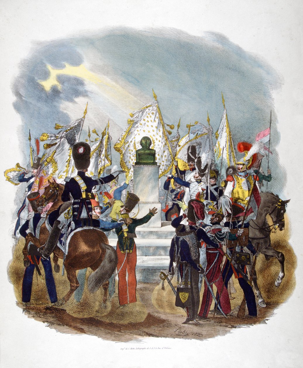 Farklı Fransız ordusu üniformaları ve alayları, 1823. by Charles Etienne Pierre Motte