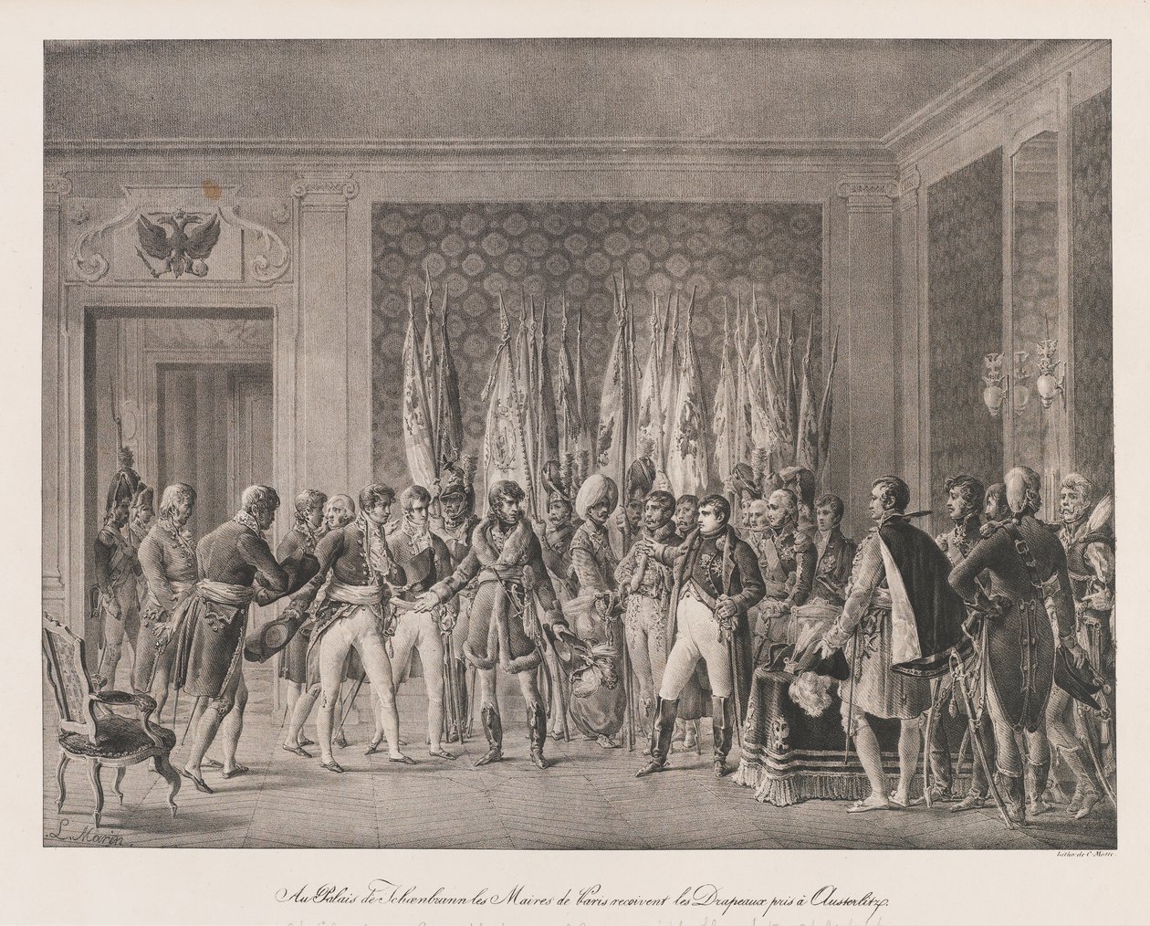 Paris Maires Austerlitz Bayrağı Alma, 19. yüzyılın başlarında (lito) by Charles Etienne Pierre Motte