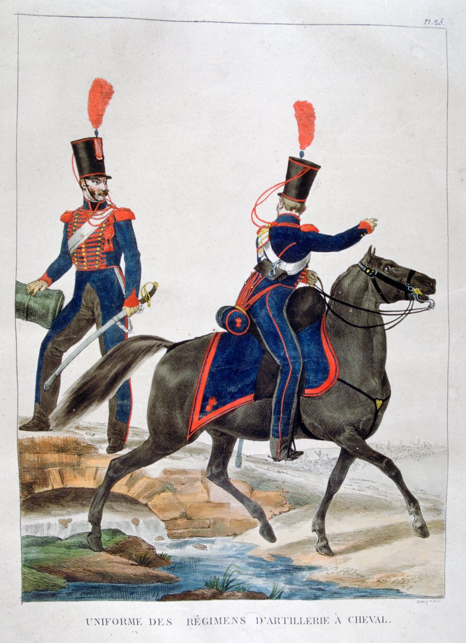 Bir atlı topçu alayının üniforması, Fransa, 1823. by Charles Etienne Pierre Motte