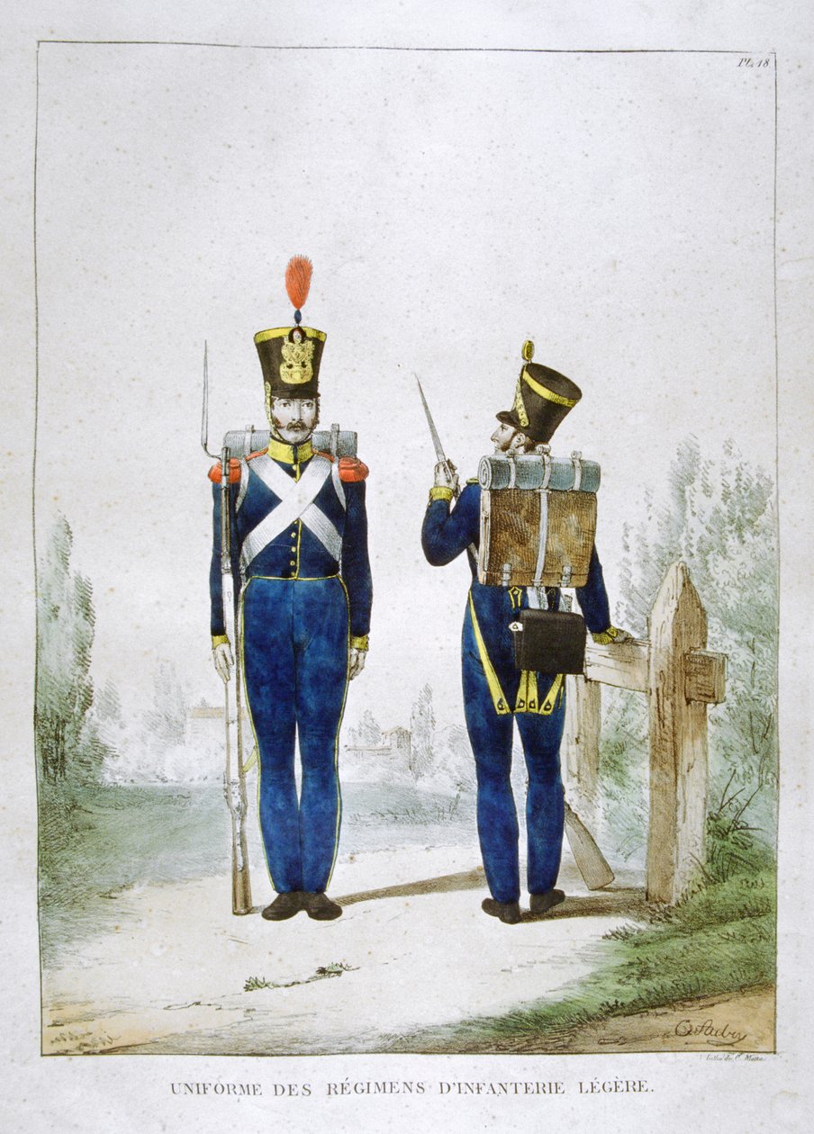 Hafif piyade alayının üniforması, Fransa, 1823. by Charles Etienne Pierre Motte