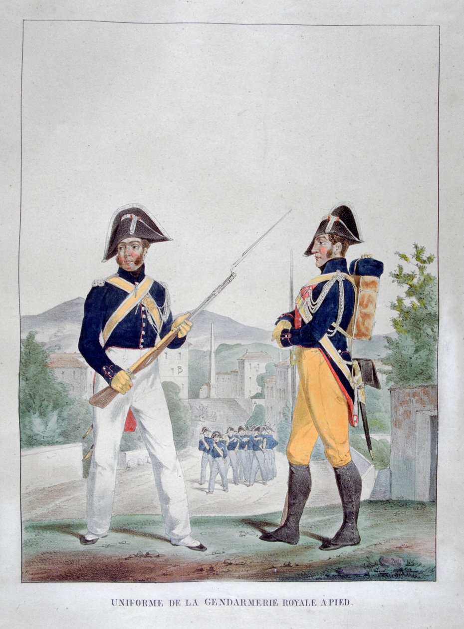 Kraliyet yaya jandarmasının üniforması, Fransa, 1823. by Charles Etienne Pierre Motte
