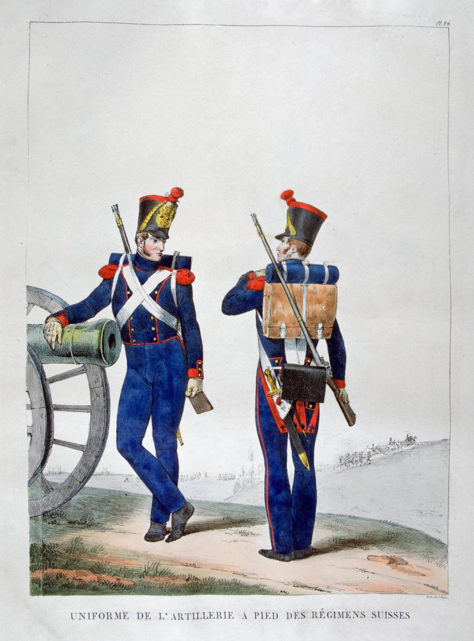 Bir İsviçre topçu alayının üniformaları, 1823. by Charles Etienne Pierre Motte