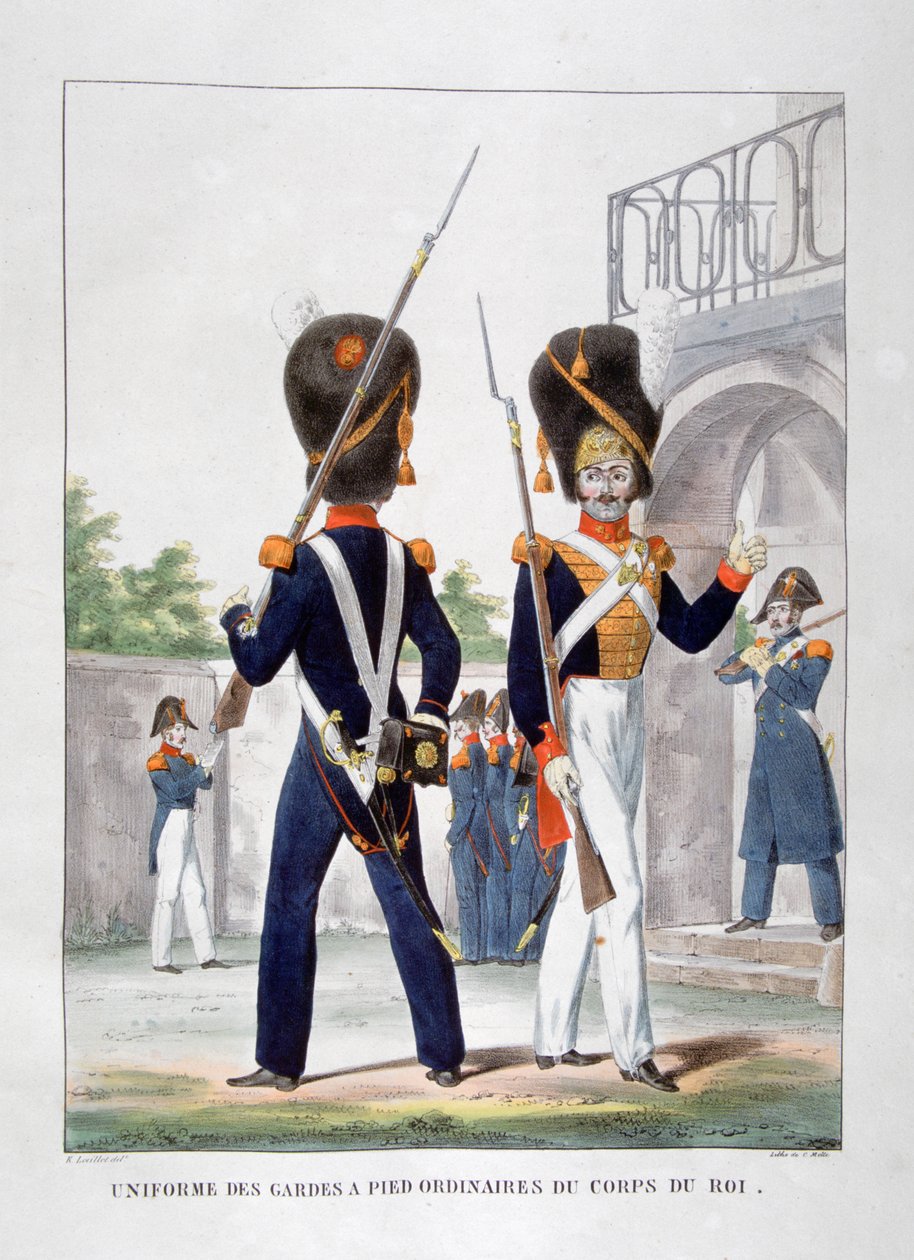Fransız kraliyet birliklerinin piyadelerinin üniformaları, 1823. by Charles Etienne Pierre Motte