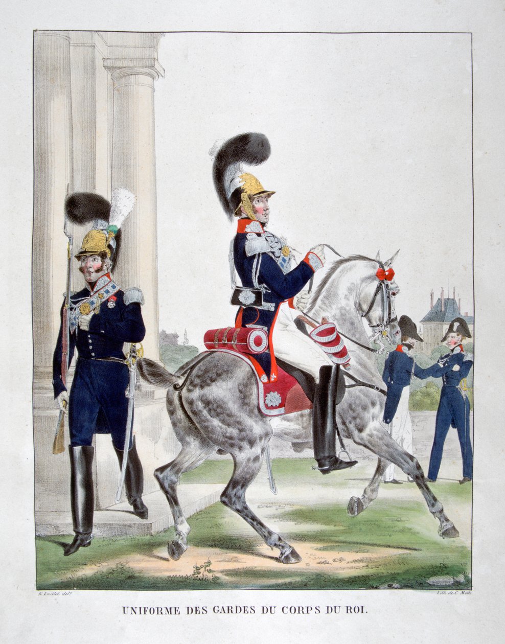 Fransız kraliyet kolordu muhafızlarının üniformaları, 1823. by Charles Etienne Pierre Motte