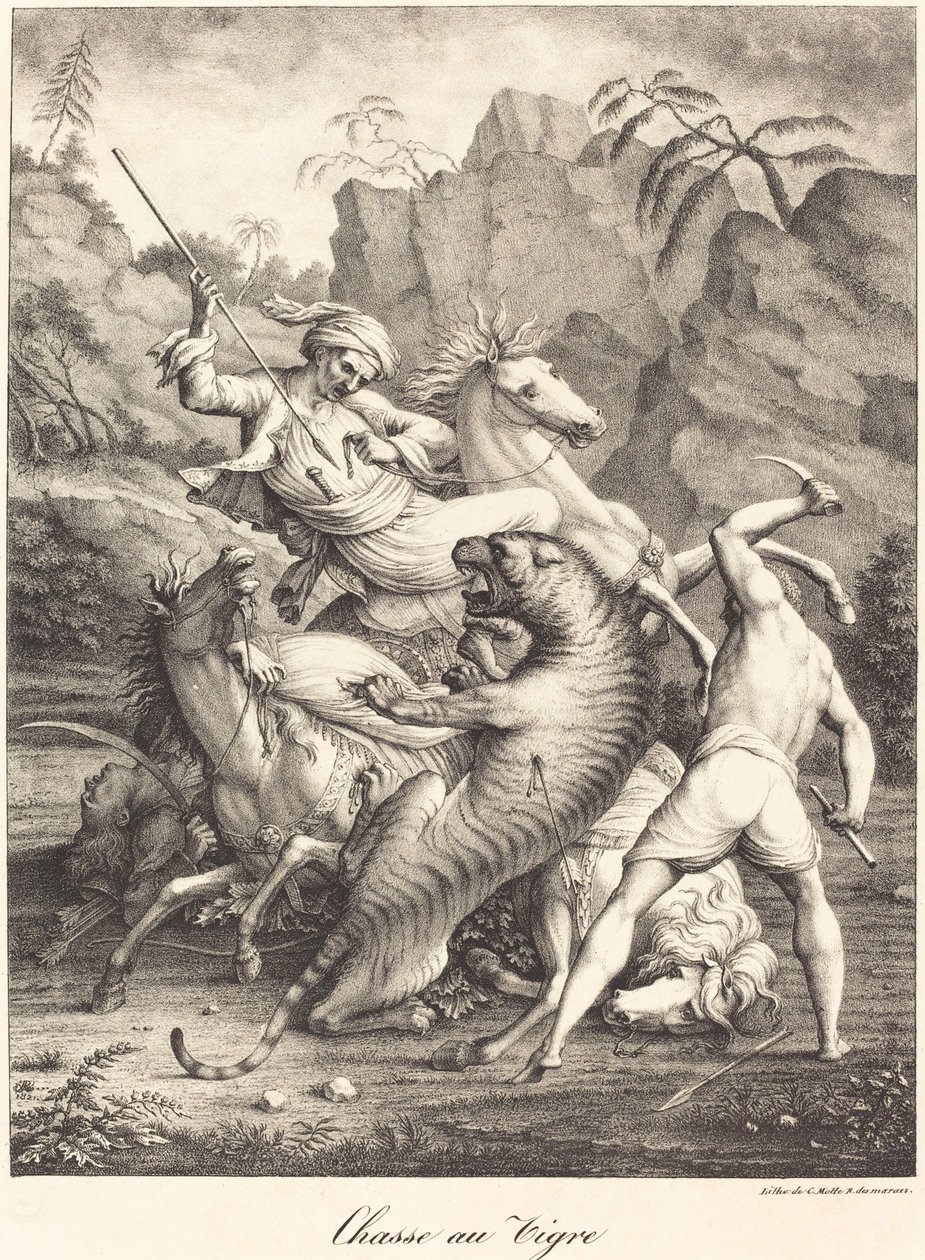 kaplan avı by Charles Etienne Pierre Motte after Auguste Jacques Regnier